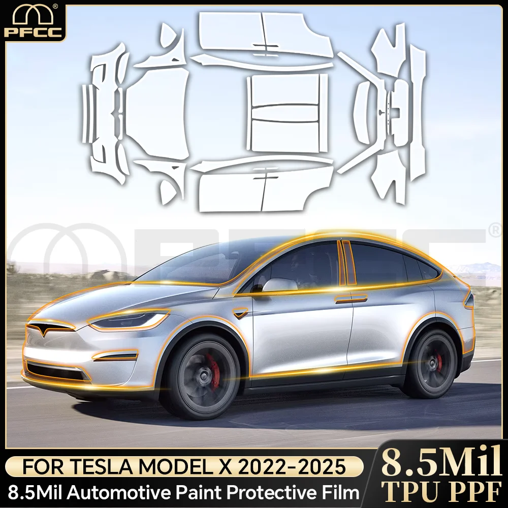 

8,5 MIL TPU автомобильный бампер, защитная пленка для краски PPF для Tesla Model X 2022 2023 2024 2025, предварительно вырезанная, устойчивая к царапинам