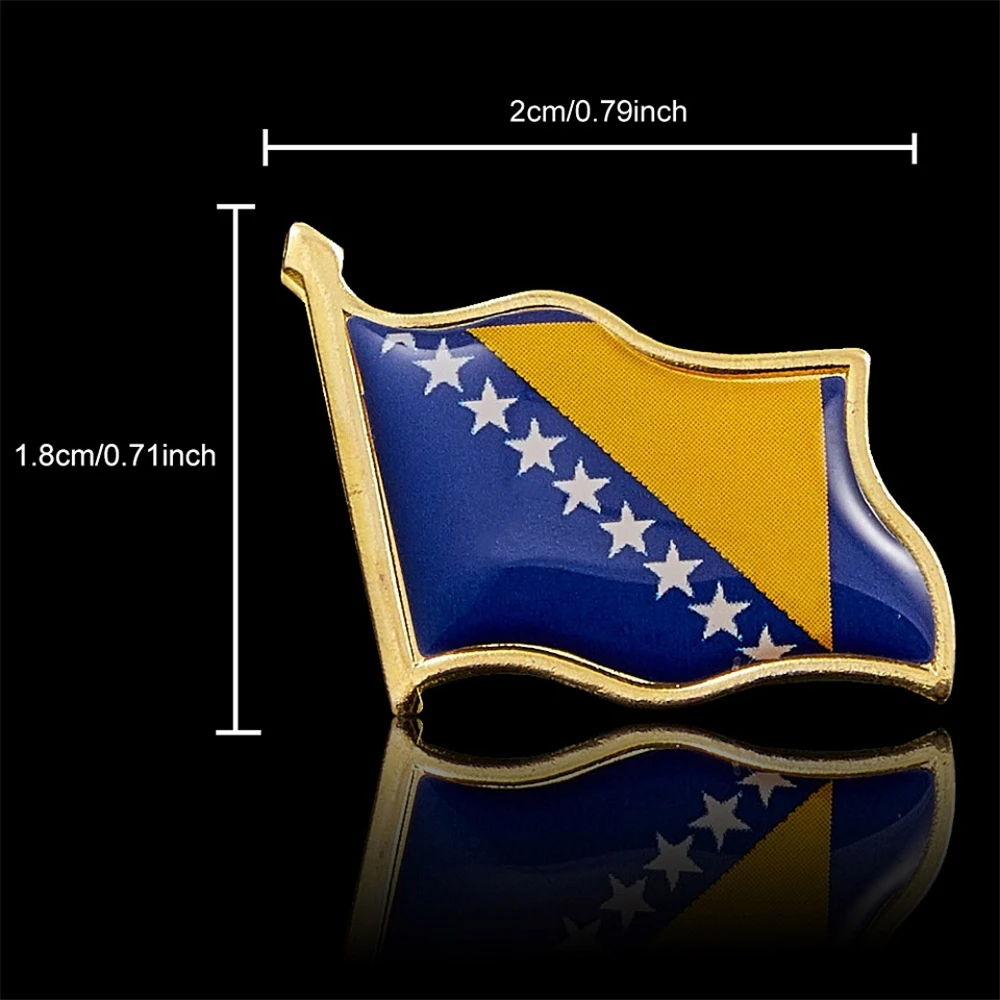 Bosnia and Herzegovina Waving Country Flag Brooch Badge Tie Lapel Metal Brooch Pin Decorative Ornaments