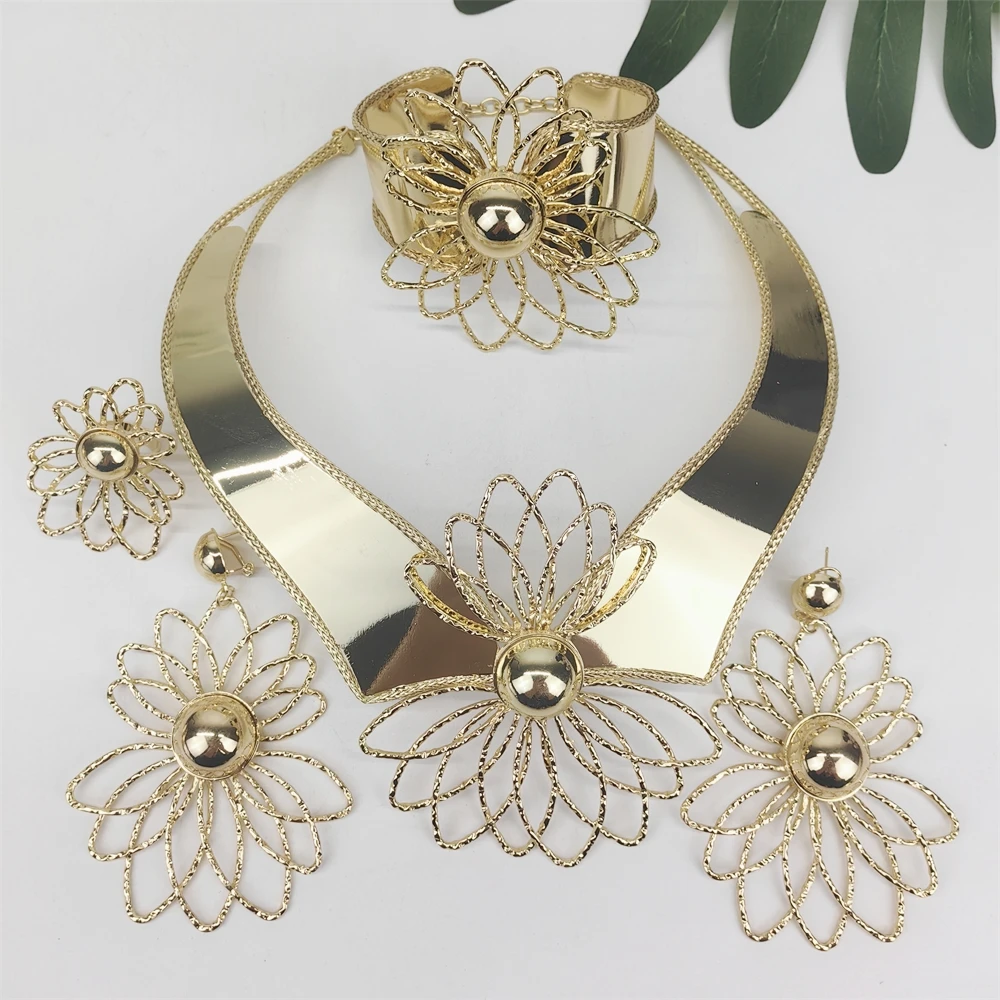 

Ювелирный набор TITI Dubai Gold Color с цветочным узором, модный комплект украшений с большим бантом-бабочкой, аксессуары для женщин, свадебные подарки