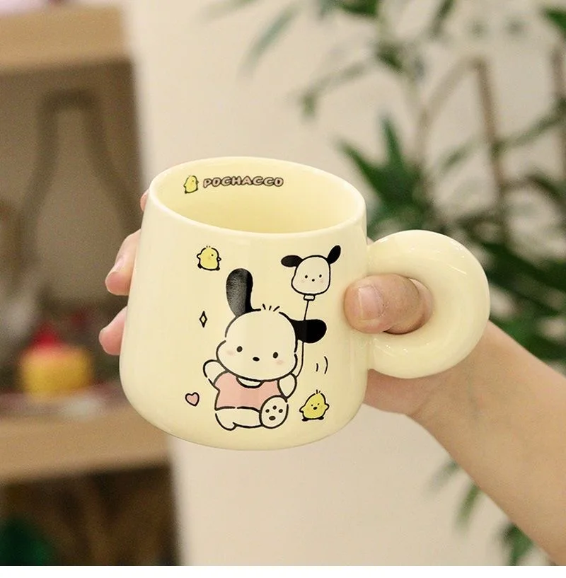 

Cute dog mug Girl heart ceramic mug with lid scoop milk high appearance level couple Christmas cup gift