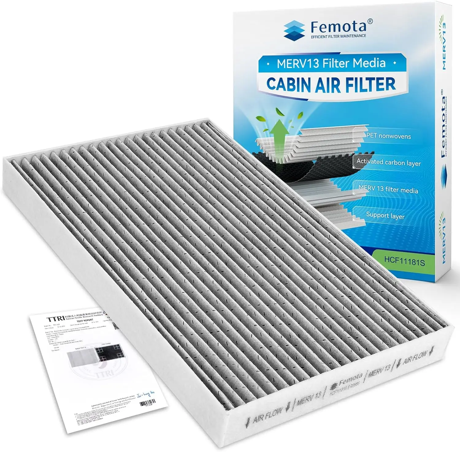 

Certified MERV 13 Cabin Air Filter with Activated Carbon, CF11181 for Cadillac XLR (2004-2009), Chevrolet Corvette (2005-2019),