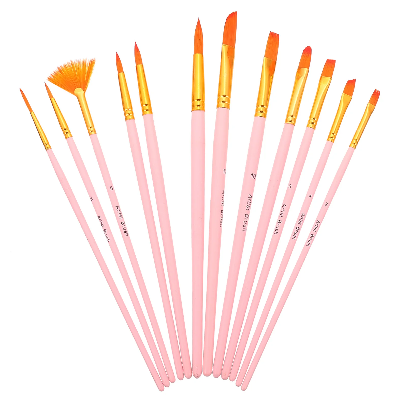 

12pcs Professional Paint Brush Set For Artists Watercolor Oil Painting Nylon Hair Ergonomic Handle Multipurpose Art