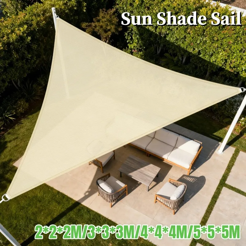 Max 5Mx5Mx5M Waterproof Sun Shelter Triangle Sunshade Protection Outdoor Canopy Garden Patio Pool Shade Sail Awning Shade Cloth