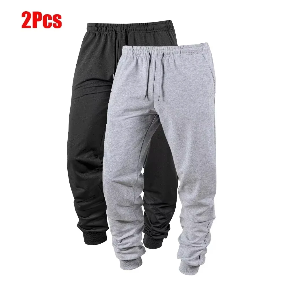 

1_2Pcs Men's Casual Fashion Sports Pants Comfortable Joggers Track Pants Elastic Waist Sweatpants Workout Jogging Long Pants