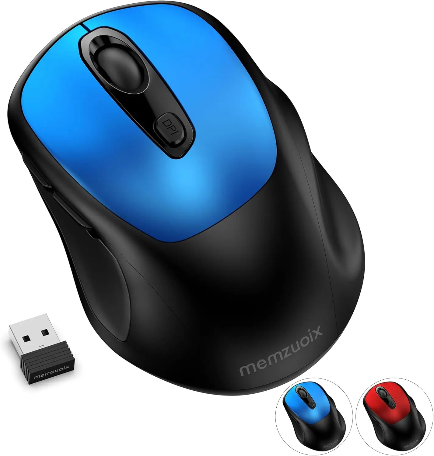 

Wireless Mouse 2.4GHz, 6 Buttons, 3 DPI Levels 800/1200/1600, for PC Mac Laptop (Blue)