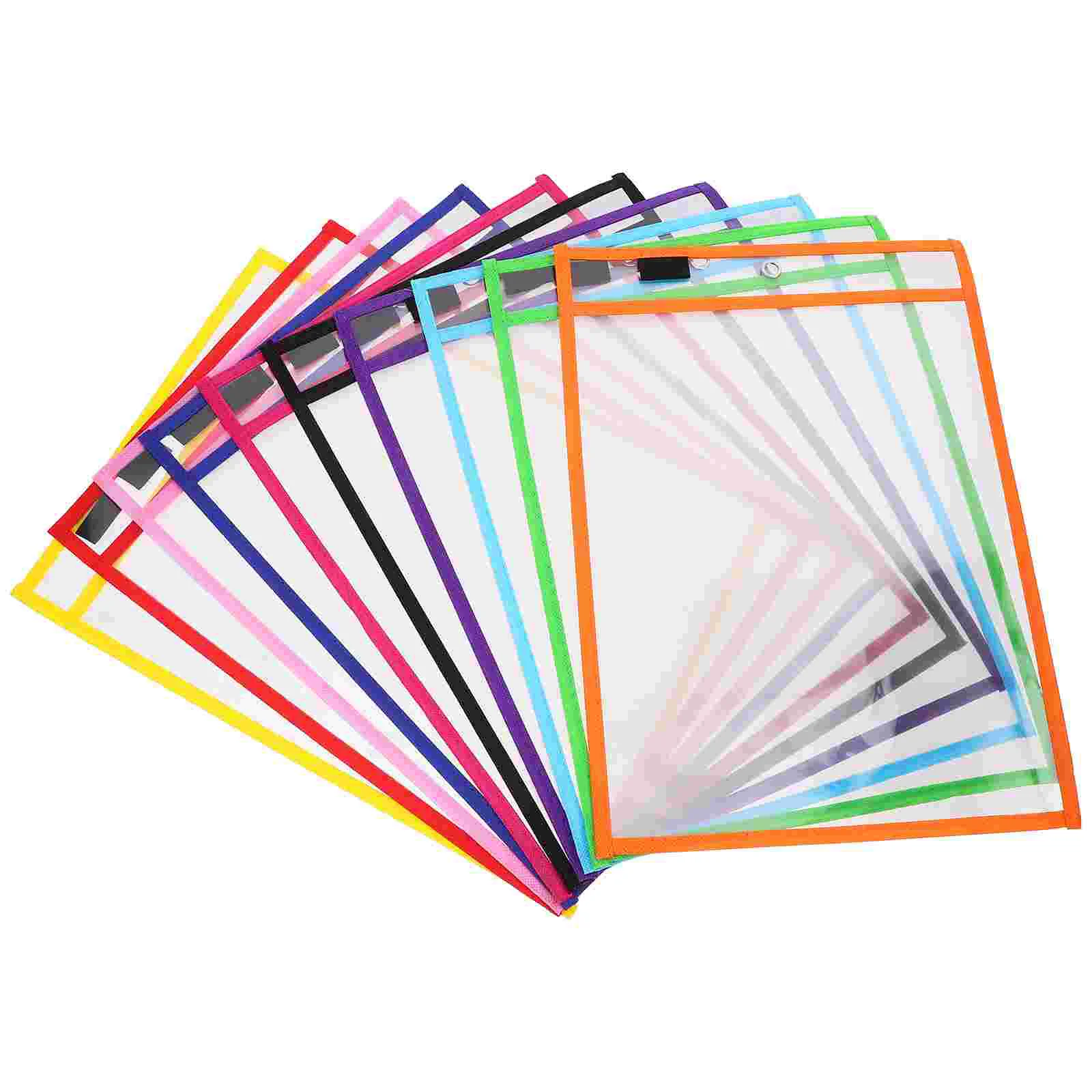 30pcs Reusable Dry Erase Pockets Assorted Colors Stationery Supplies for Office School with Pen Case(Random Color)