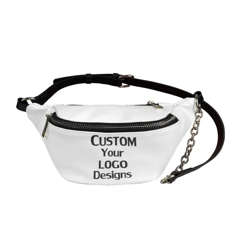 Custom Dropshipping Women's PU Chest Bag Girls Hip Belt Fanny Pack for Couple Zipper Pouch Unisex Chain Crossbody Waist Bag