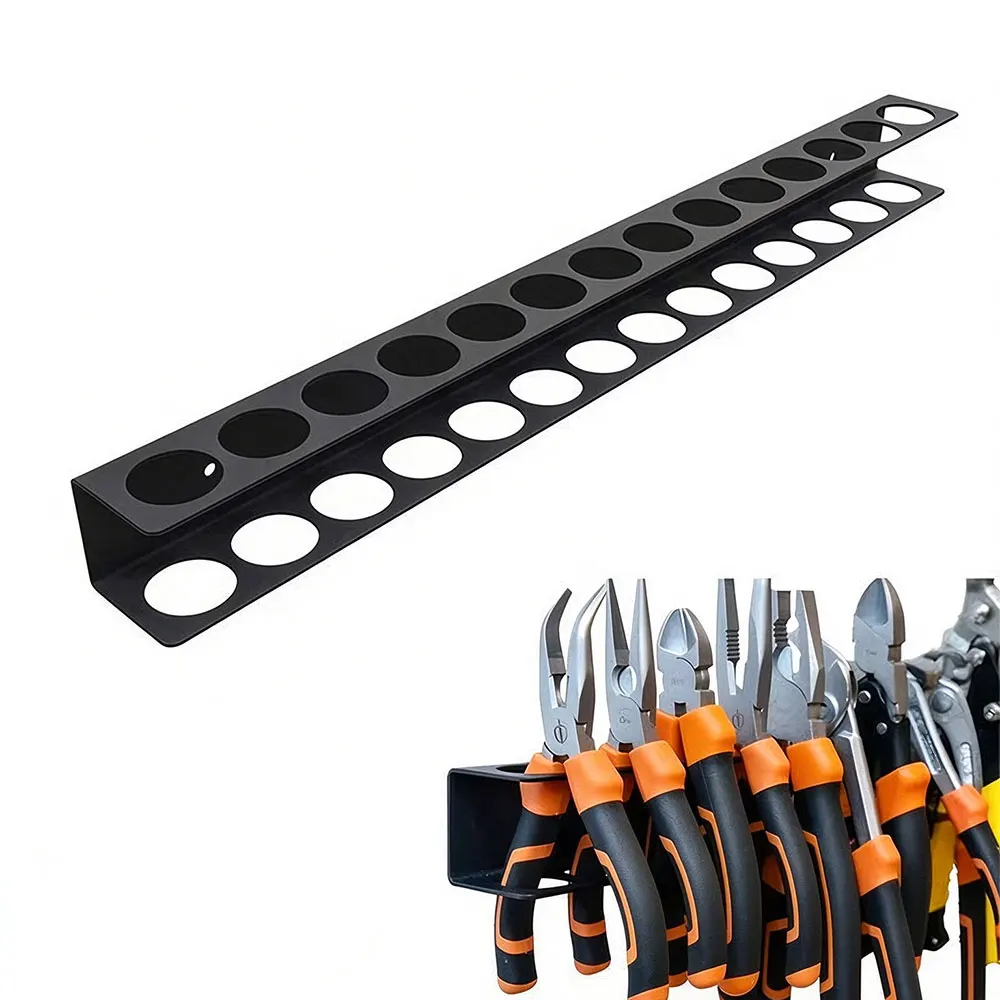Metal Tool Storage Rack Wall Mount Plier Organizer Holder 400mm L-shaped Hole Tool Hanger for Garage Workshop Hardware Storage