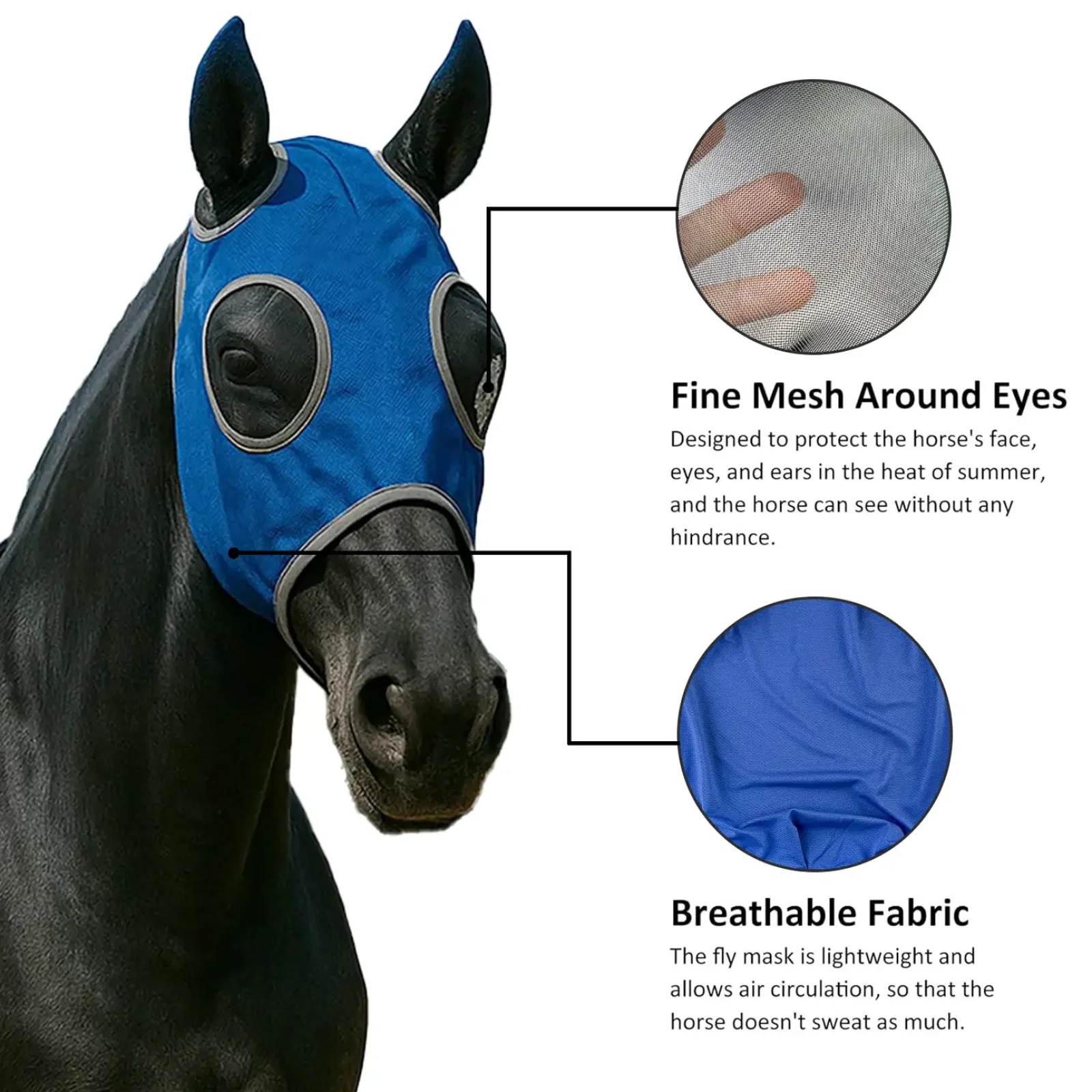 Horse Eye Shield Elasticity Comfortable Easy Wear Breathable Prevent Mosquitoes Horse Protective Cover Prevent Wind Sand
