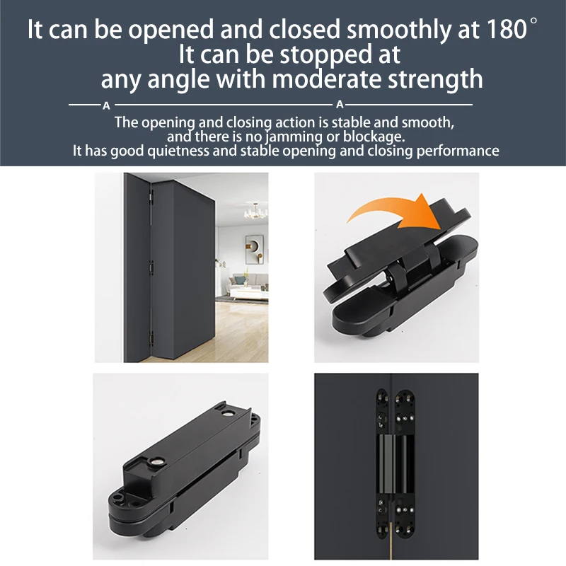 Heavy Duty Secret Door Hinge 3D Adjustable Rotating Cabinet Hinge Hardware For Hidden Bookcase Door Double Action Reversible