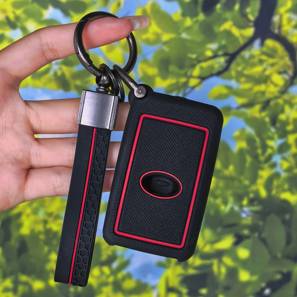 Stylish Grid Pattern Silicone Car Key Protective Shell with Keychain for SUBARU Forester Impreza Legacy XV Smart 3 Button Key