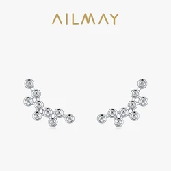 Ailmay Shining Clear Zircon Bubbles Shape Long Earrings For Women Classic 100% 925 Sterling Silver Fashion Jewelry