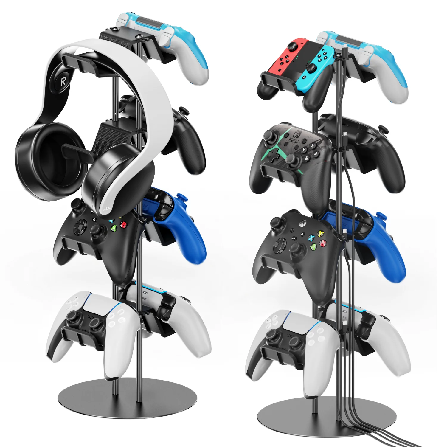 Suporte do Controlador Universal com Organizador de Cabos Suporte de Fone de Ouvido e Montagem de Mesa Camadas Controlador de Pacotes