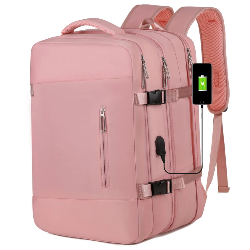 Bolsa Estética Multifuncional para Jovens, Mochila de Negócios Rosa para Laptop, Impermeável Travel Viral Back Pack, Nylon