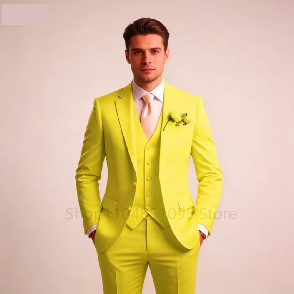 

Light Pink Wedding Men's Suit 3-Piece Slim Fit Formal Business Notch Lapel Blazer Tuxedo Groomsmen Set with Jacket Vest Pant