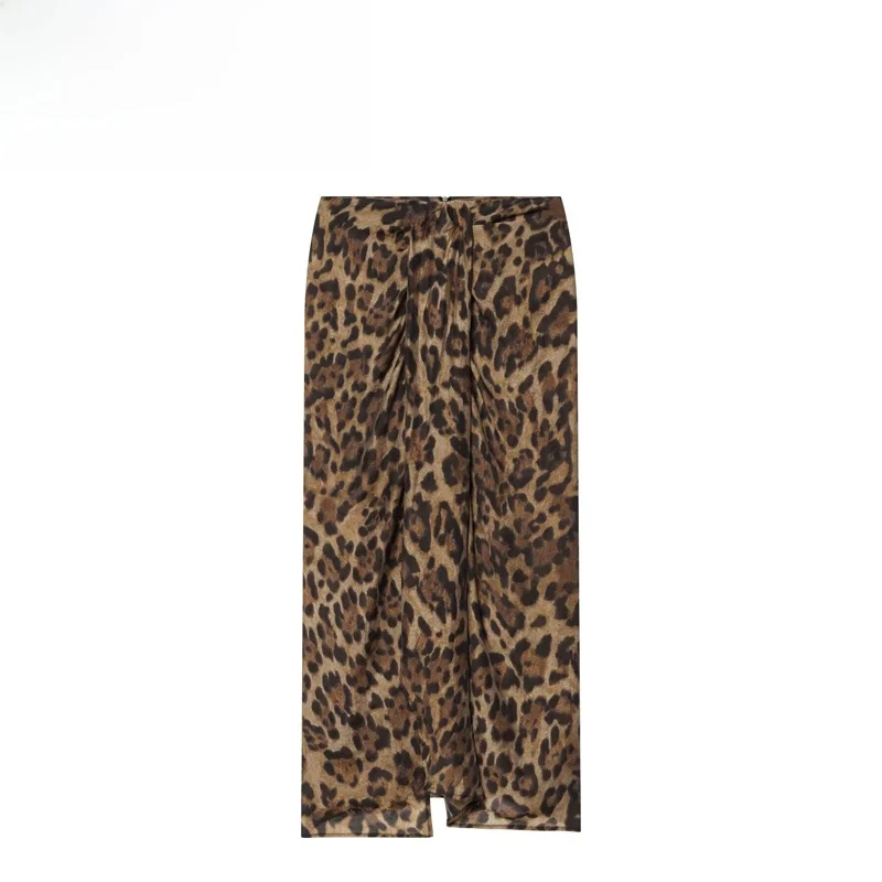 New Women's Fashion Wrap Skirt Animal Print High Quality Versatile Straight Cut Summer Polyester Fiber mid Waist Design