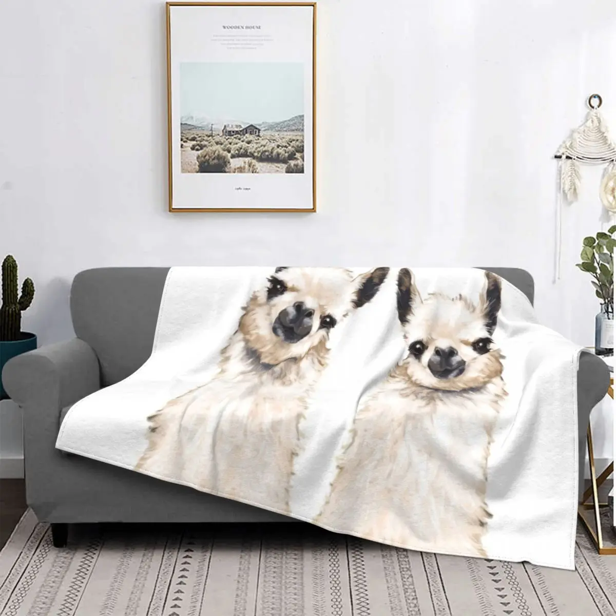 

Camel Alpaca Pattern Blanket Flannel Decor Cute Multifunctional Soft Blanket Sofa Outdoor Bed Cover