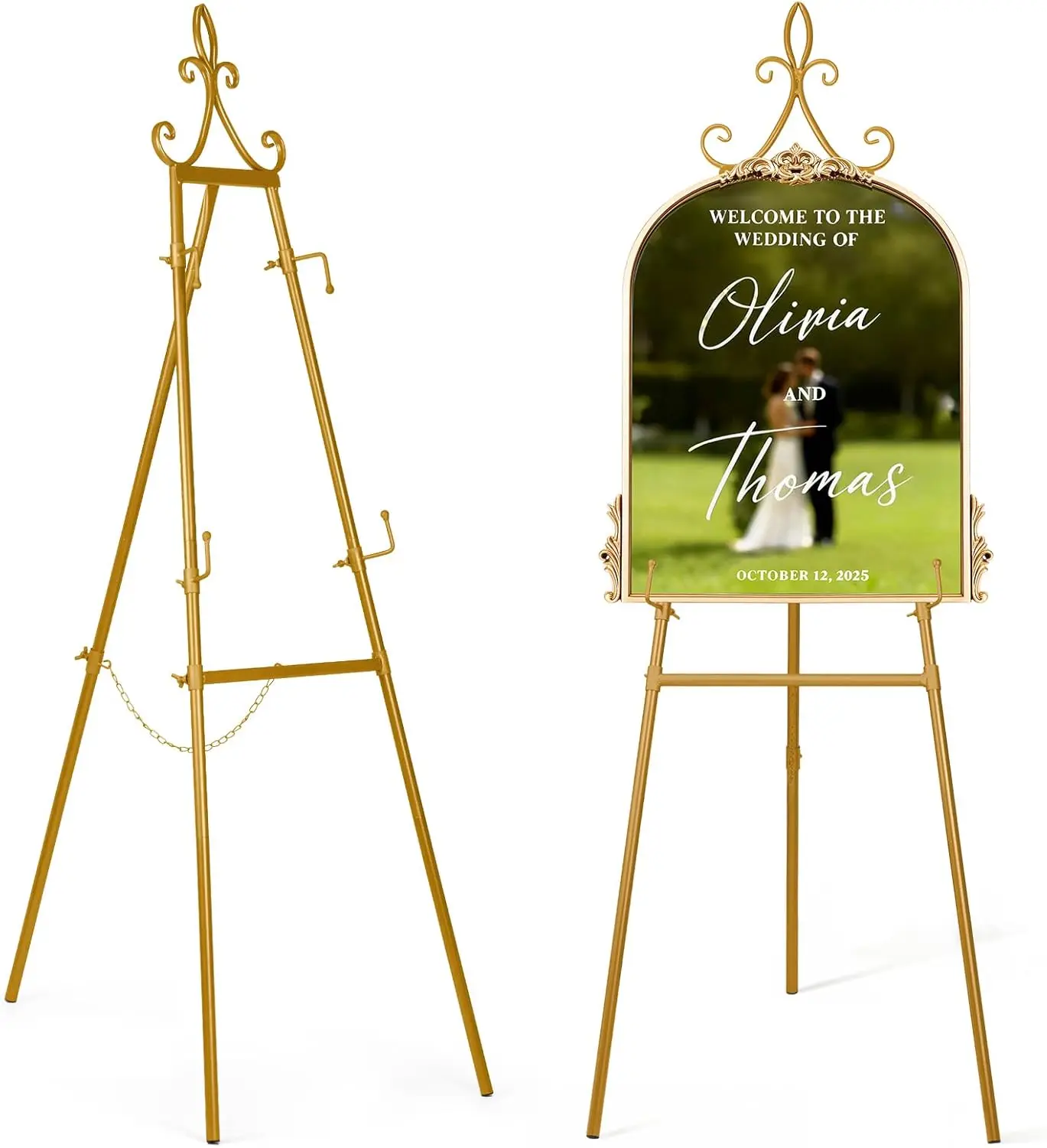 

Heavy Duty Metal Easel Stand for Signs, Adjustable 53.9" with Storage Bag, Wedding Welcome Sign Display