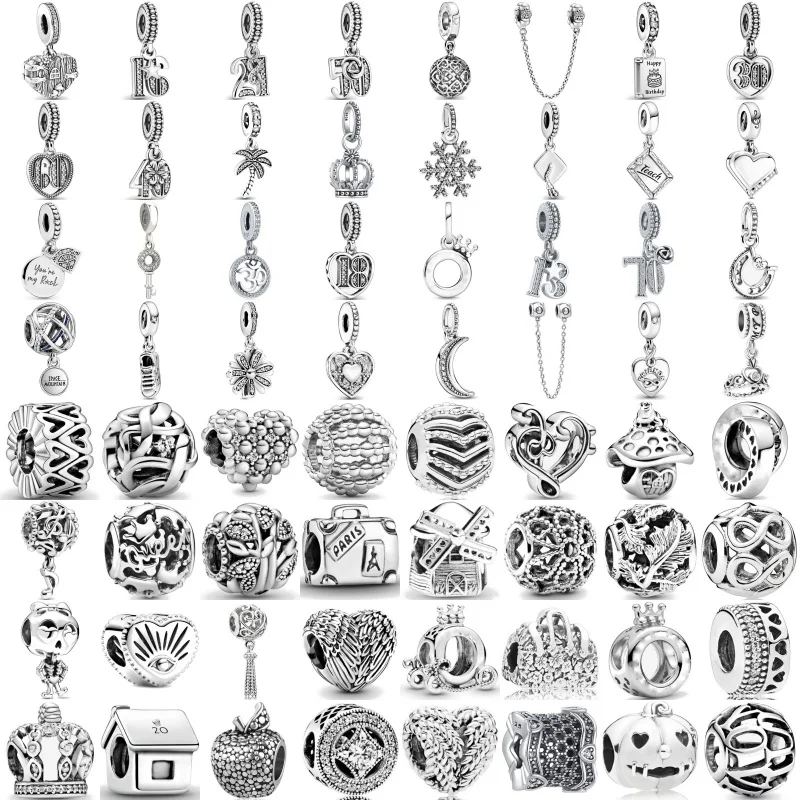 925 Sterling Silver Plated Birthday Pendant Diy Bead Fit Original Bracelet Women Charms Jewelry Accessories Necklace