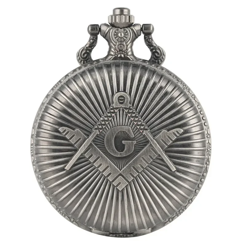 

Antique Masonic Freemasonry Theme Retro Necklace Pendant Quartz Pocket Watch Sweater Pendant Chain Gift Clock for Freemason
