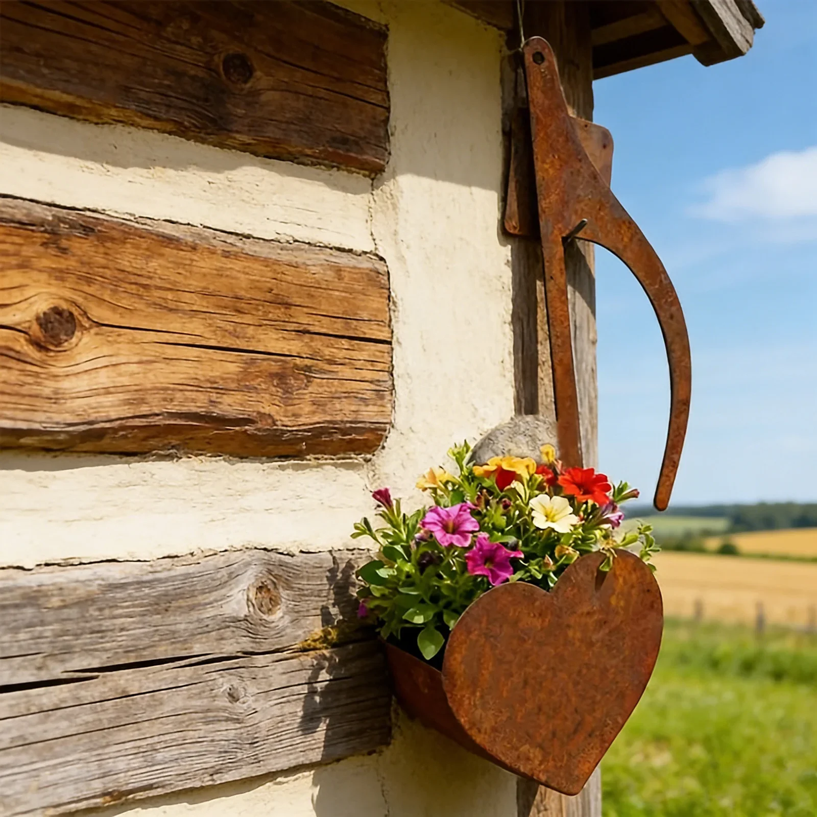 Musical Note Shaped Hanging Planter Creative Metal Rusty Wall Art Flower Pot for Patio Lawn Yard Decor