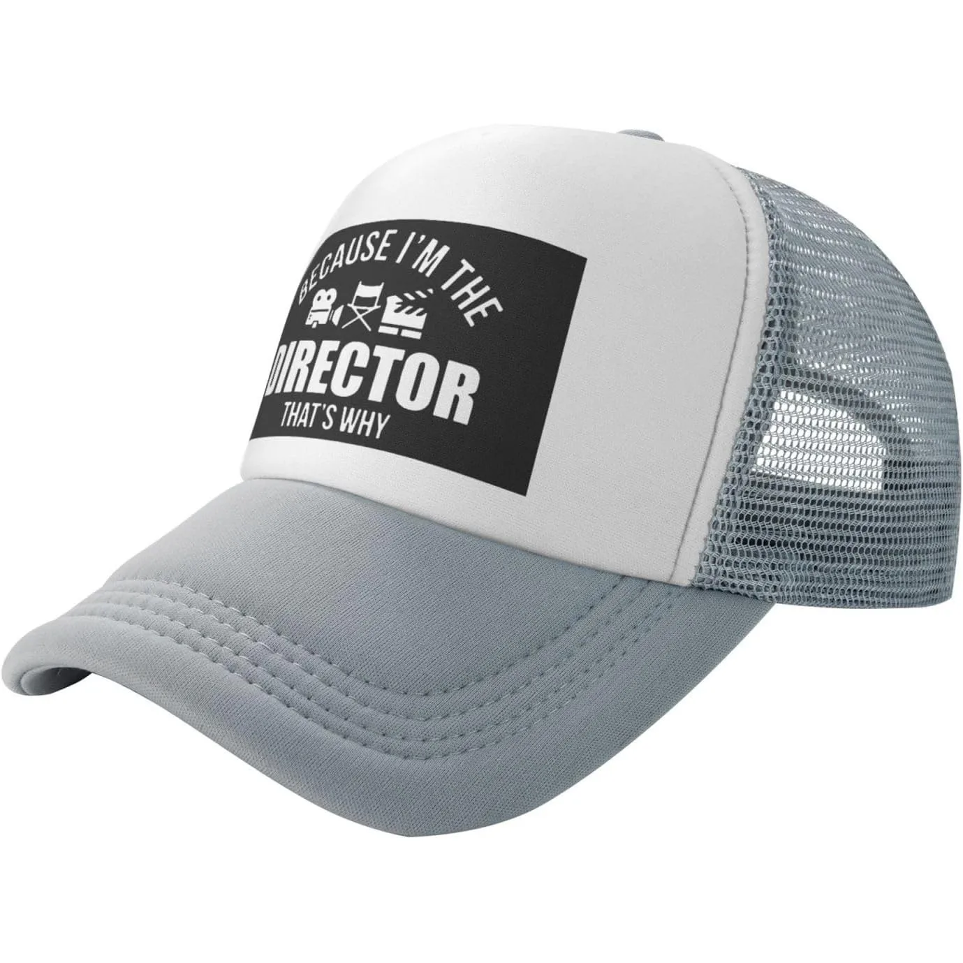 Because-I'm-The-Director-Trucker-Hat-Film-Crew-Mesh-Baseball-Cap-Adjustable-Snapback-for-Adults