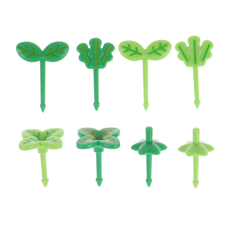 Mini Leaf Shape Fruit Picks para crianças, Palitos para frutas, Bolo, Sobremesa, Alimentos, Garfos, Decor de lancheira, Bento Acessórios, Agulha, 8pcs