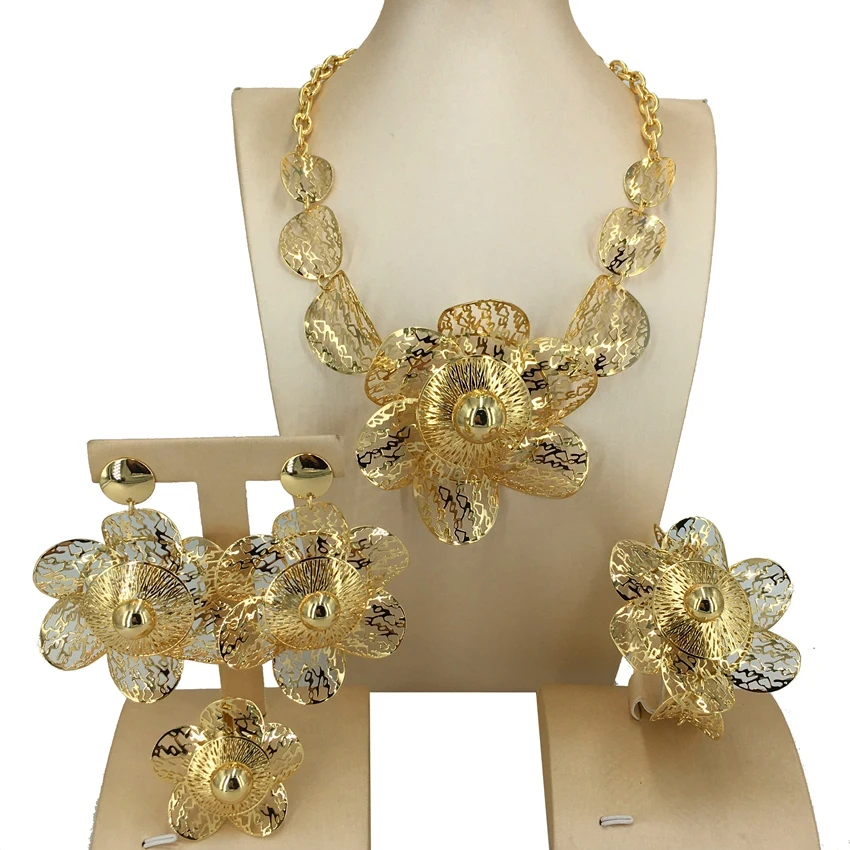 Yuminglai Dubai Jewelry Set 18 k Gold Plated Jewelry Brazilian gold Plated jewelry Italian Gold Plated Jewelry Set FHK14206