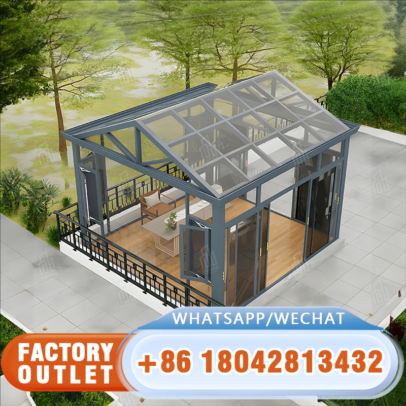 Hurricane proof greenhouse Polygon roof glass house outdoor garden sunroom