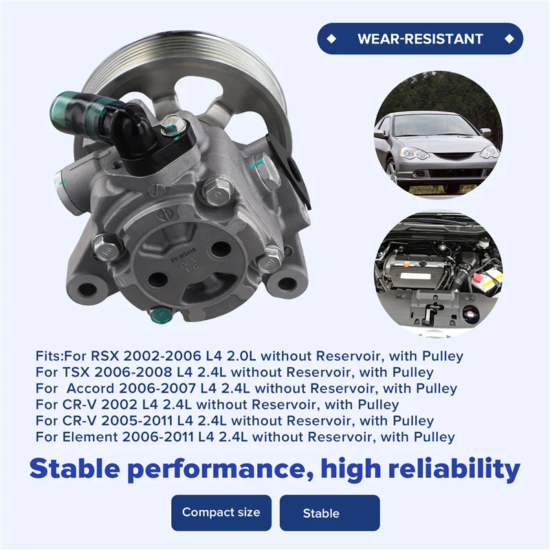 

X39A-Power Steering Pump Replacement With Pulley 56110-PNB-A01 56110PNBA01 For Honda CR-V 2005-2011 L4 2.4L