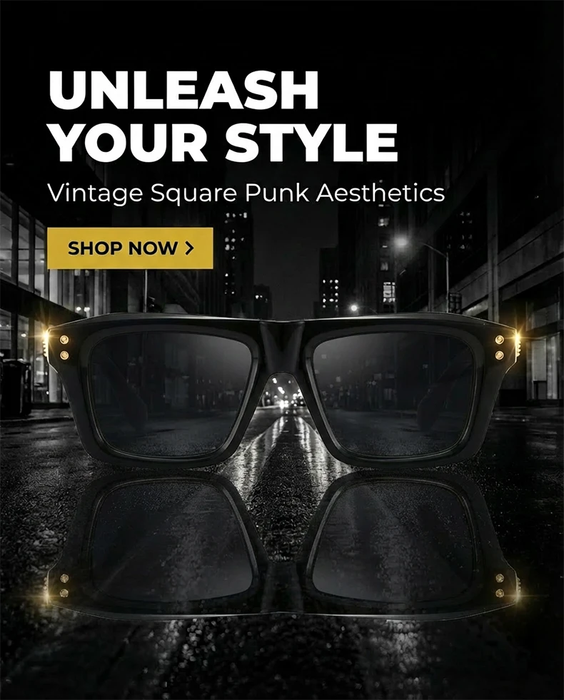 Vintage Quadratische Punk Sonnenbrille Männer 2026 Luxus Marke Steampunk Klassische Sonnenbrille Für Männliche Fahren UV400 Schutz Brillen – Detail 1