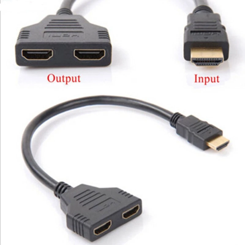 HDMI-compatible Splitter Adapter 1 In 2 Out HDMI- Male to Dual Female 1 to 2 Way Converter for HDMI-compatible LED TV