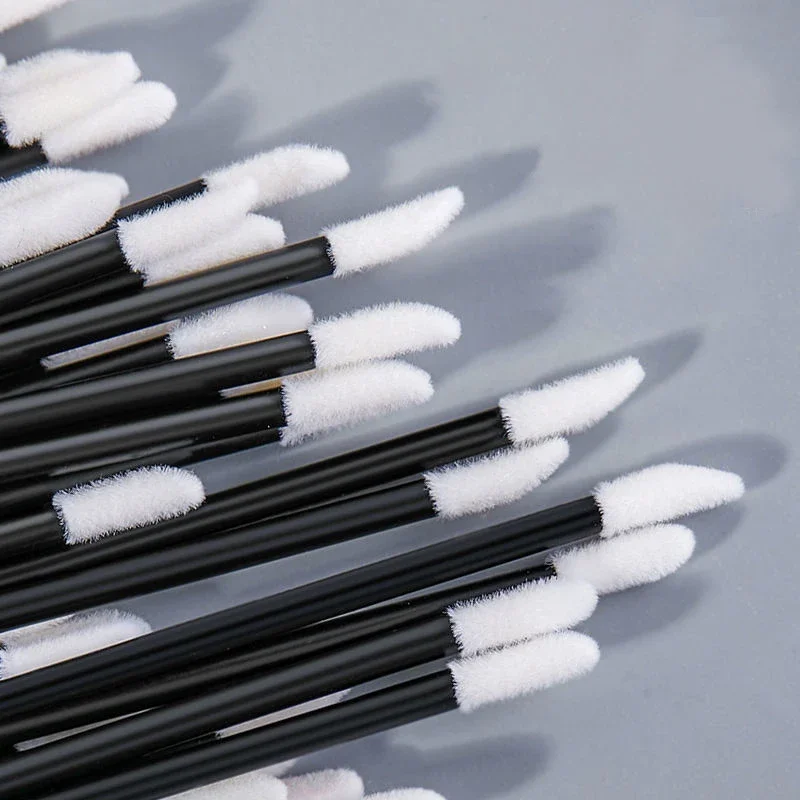 50 Uds. Cepillo de labios desechable, aplicador de maquillaje de pestañas, varitas de lápiz labial, herramientas de maquillaje cosméticas, microcepillo, máscara de extensión de pestañas