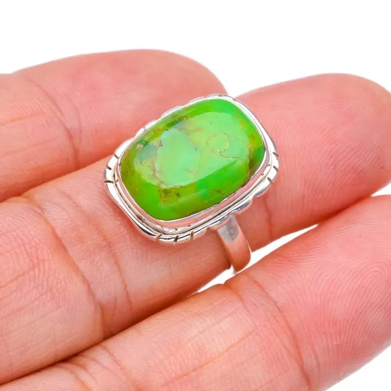 

StarGems® Natural Copper Turquoise Handmade 925 Sterling Silver Ring 6.75 F2426