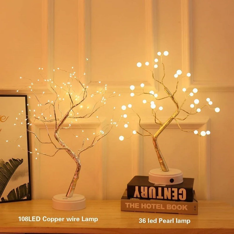 Pearl Firefly Tree Light Touch Switch USB Battery Box Night Light LED Copper Wire Light