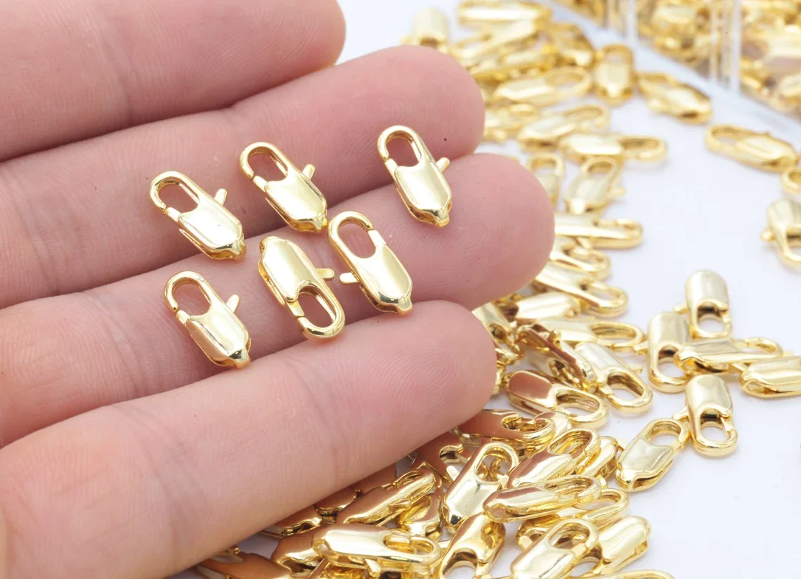 20pcs 18K Gold plated Copper Lobster Claw Clasps 10/ 12mm Necklace Bracelet Charm Clasps