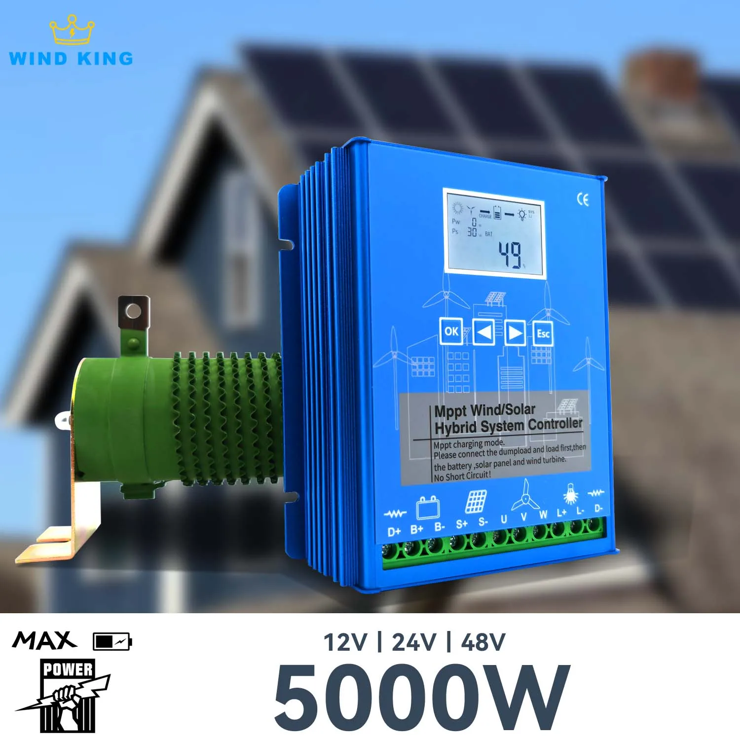 WindKing MPPT Hybrid Charge Controller Max input 5000W Wind & Solar Hybrid System 12v 24v 48v Auto Regulate For Home Appliance