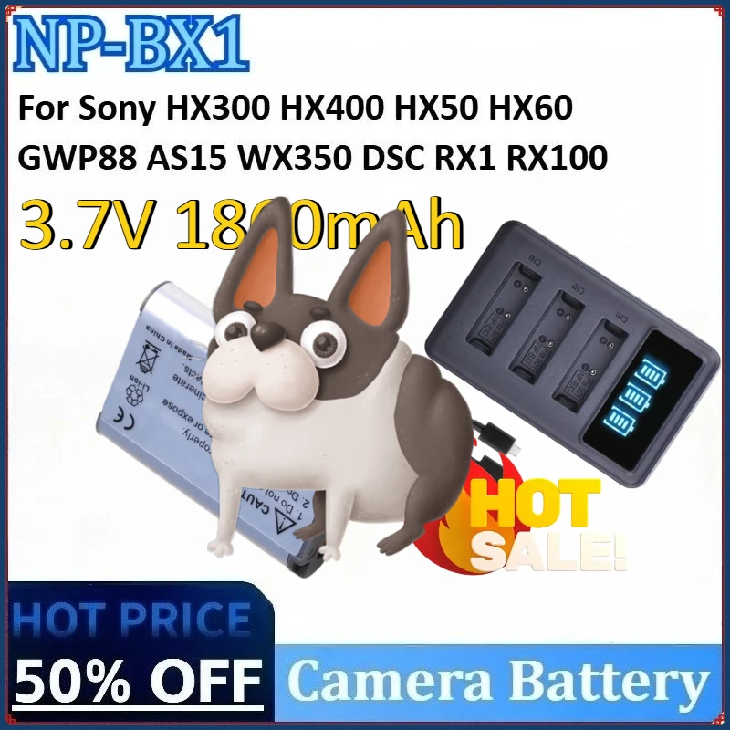 

New 3.7V 1860mAh BX1 NP-BX1 Battery+Fast for Sony HX300 HX50 HX60 HX400 GWP88 AS15 WX350 DSC RX1 RX100 Charger Camera Battery