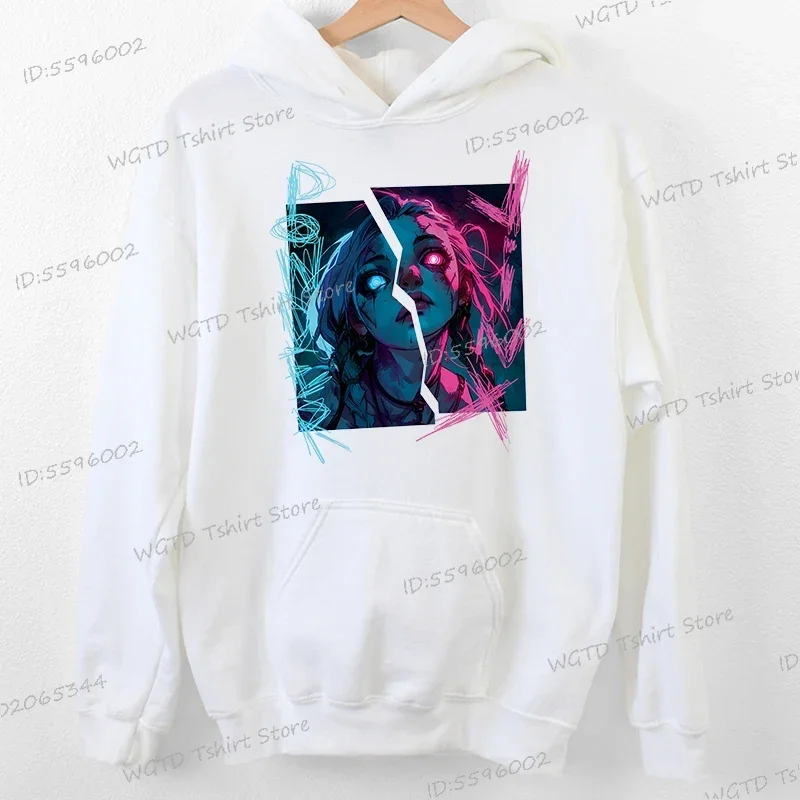 Arcane-Jinx Hoodies Harajuku Hip Hop เสื้อผู้หญิง/ผู้ชายเสื้อกันหนาวแฟนของขวัญคนรักเกมแฟชั่นการ์ตูนคลาสสิก Hoodies