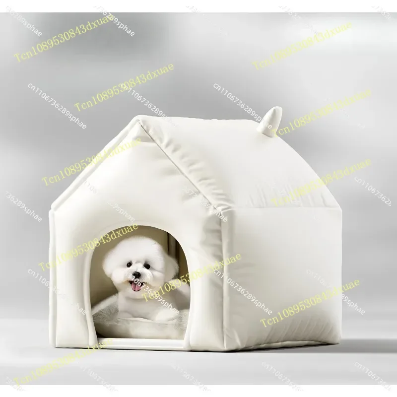 The soft and warm semi-enclosed dog house provides winter security and warm protection for small pets.