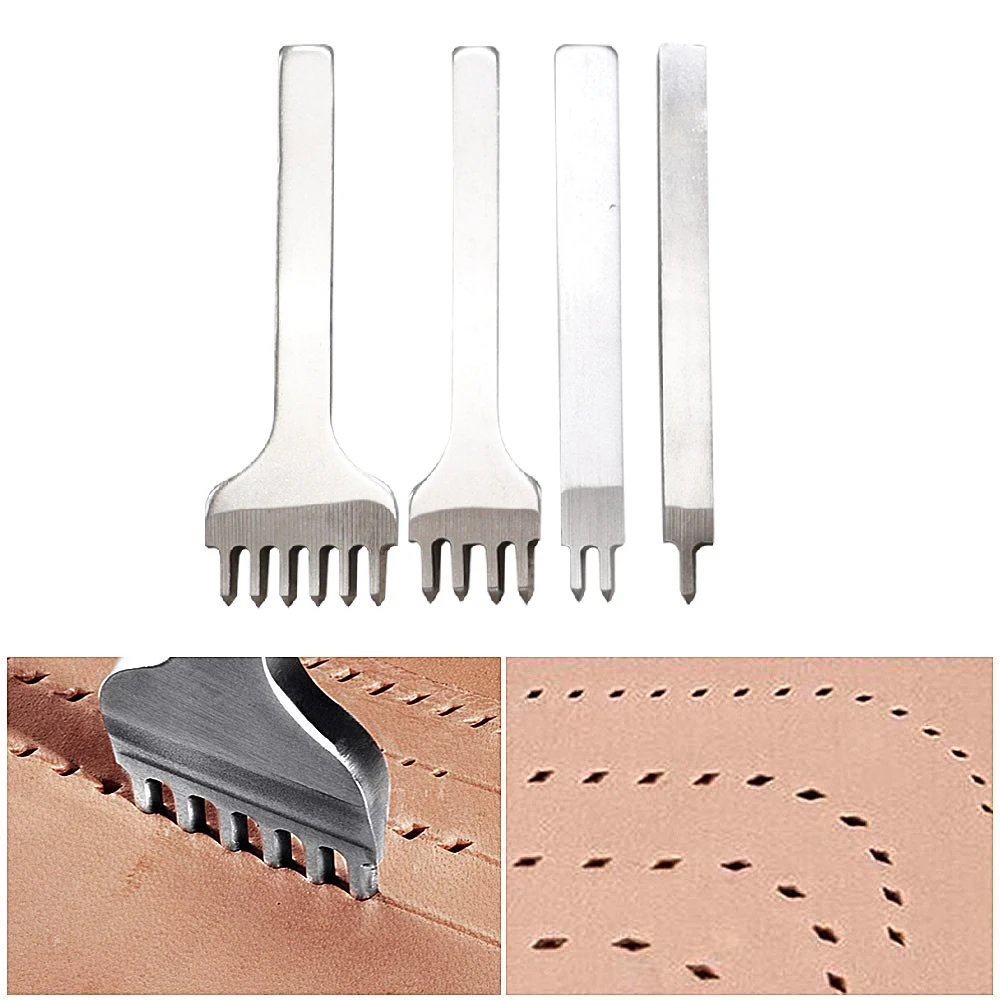 1/2/4/6 Holes 4mm Row Hole Punch, DIY Leathercraft Tools, Hand Piercing Stitching Punching Tool,Leather Row Hole Punching Tool