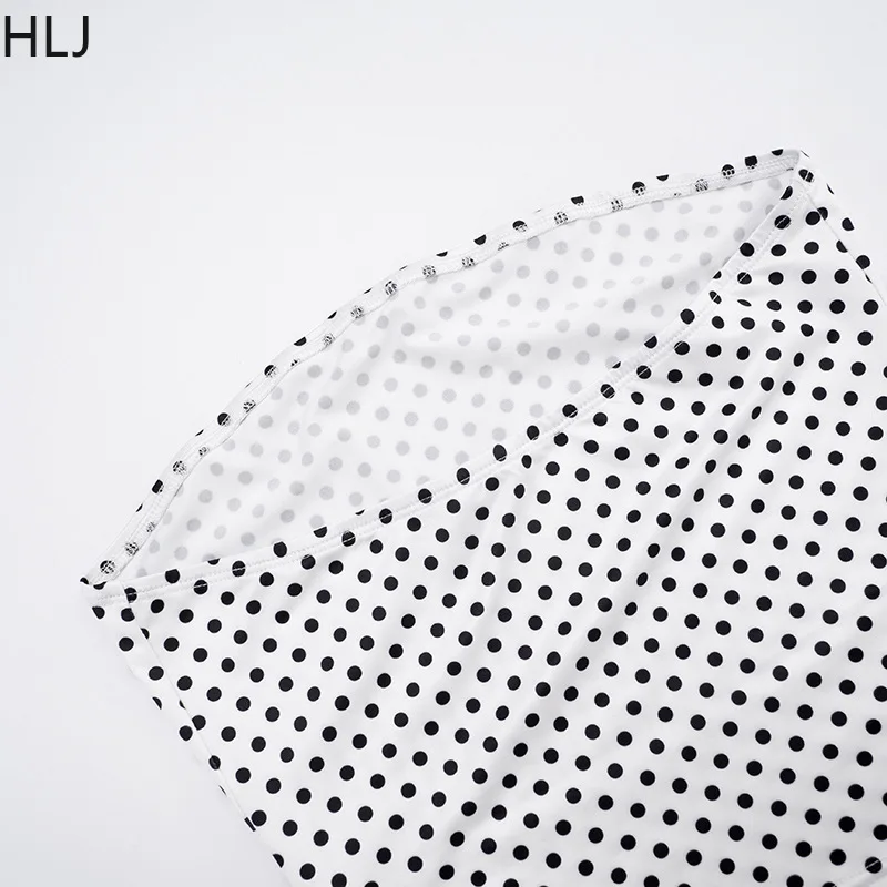 HLJ Fashion Y2K Комплекты из трех предметов с принтом в горошек Женский топ с длинными рукавами + жилет + шорты Одежда Летняя ретро Новая одинаковая уличная одежда