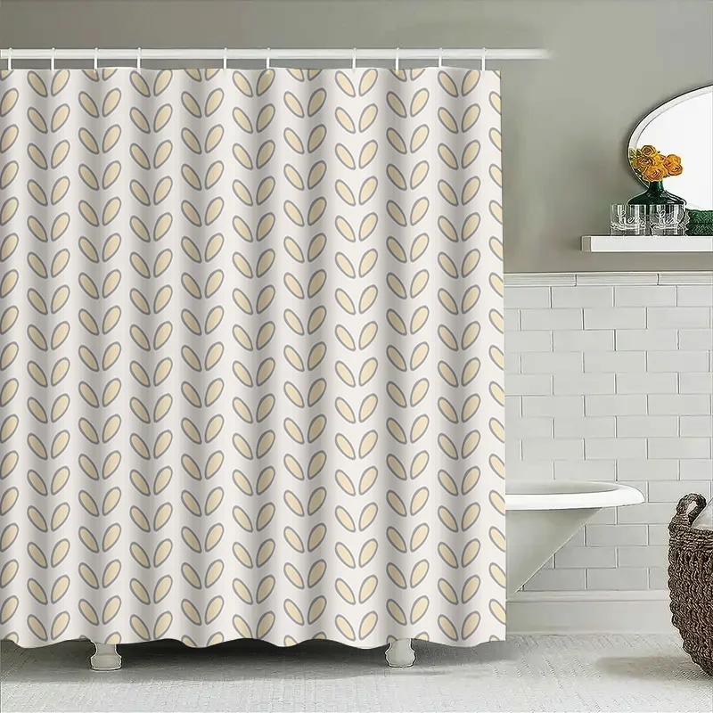 Leaf รูปแบบผ้าม่าน Neutral สีขาวสีเทาโมเดิร์น Bath Decor สําหรับตกแต่งห้องน้ําหน้าแรก