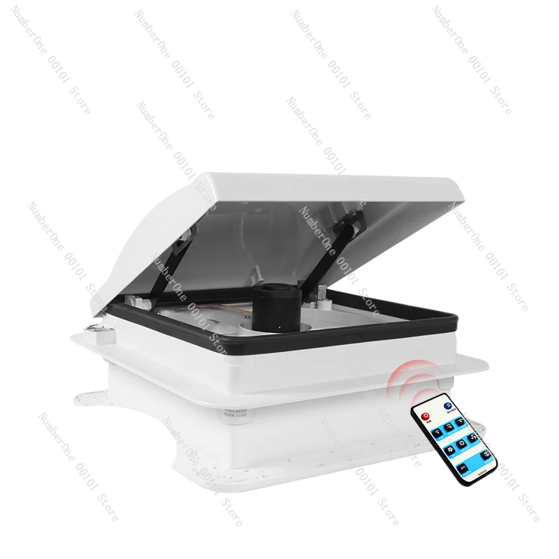 340 * 340Mm with lamp sunroof exhaust fan, white cover RV roof modification, motor home ventilation fan