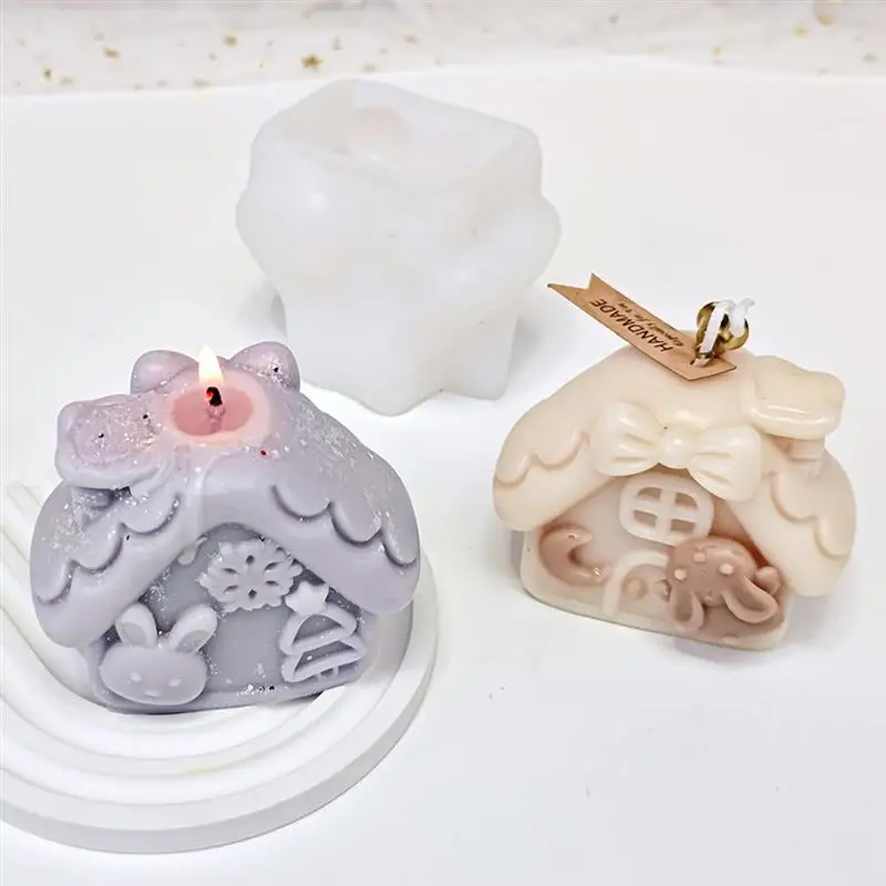 Moule en silicone pour bougie de maison, fleur de pêche bricolage, ornements de cabane de lapin, aromathérapie Regina ci-après les, artisanat prenant en compte le moule, décoration d'intérieur