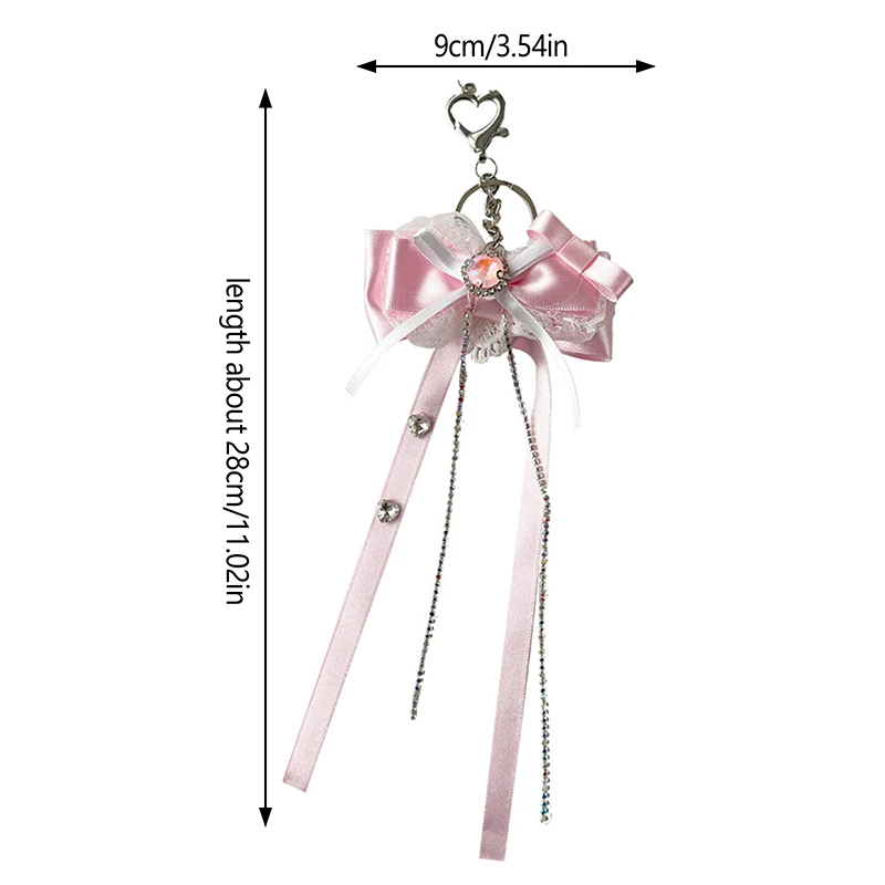 Porte-clés nœud papillon en dentelle coréenne, porte-clés ruban nœud doux Kawaii, pendentif de sac girly, breloque pour sac à dos, cadeaux pour meilleur ami