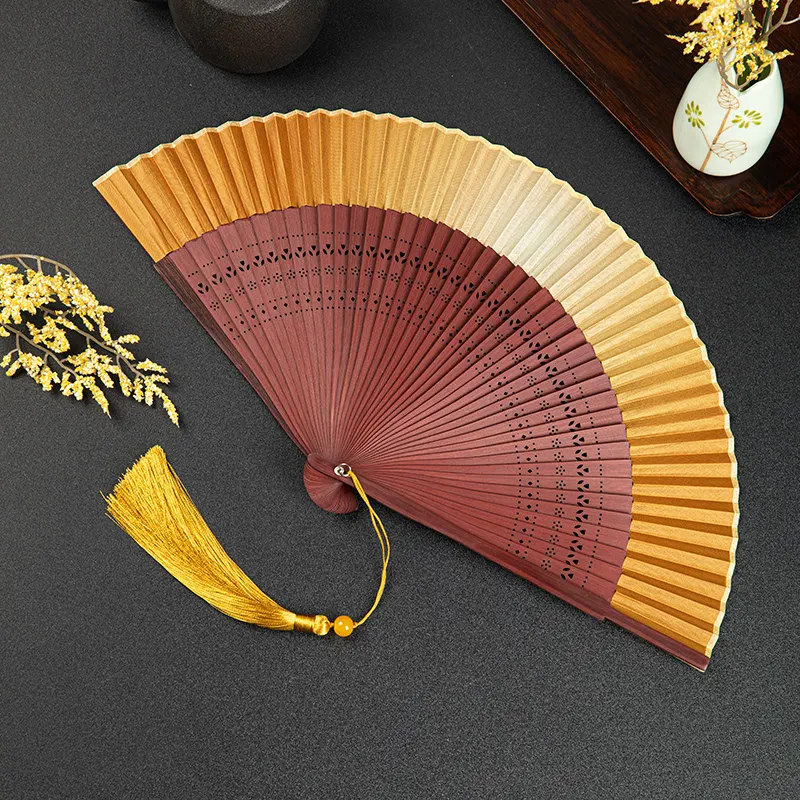 Pure Color Folding Fan Ancient Style Photography Props Cheongsam Fashion Show Dance Fan Chinese Style