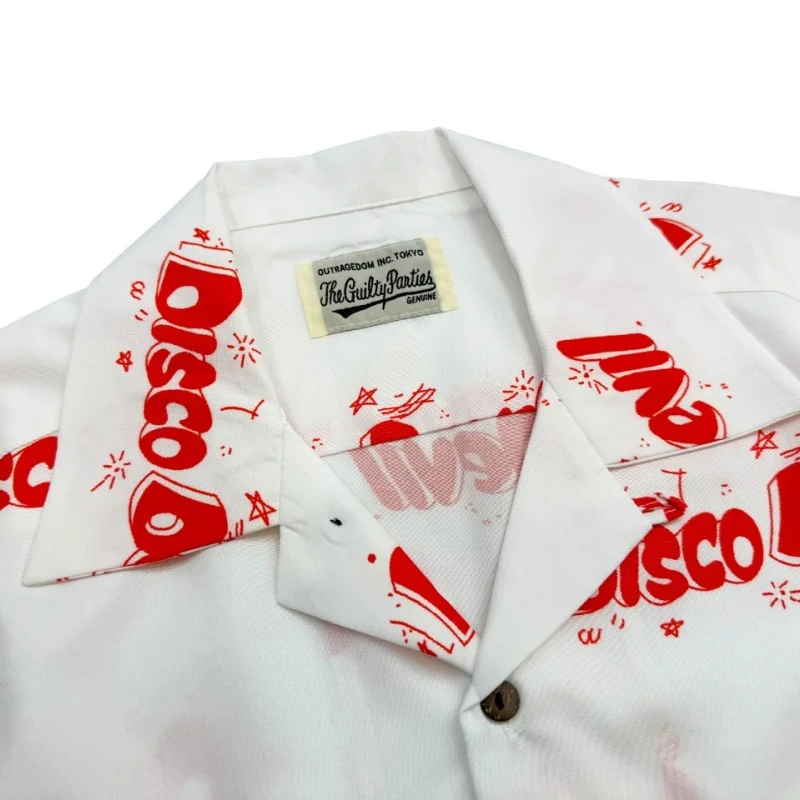 Black White Purple WACKO MARIA Full Print Tagline Shirt Summer High quality Men's Tops Fashion Women's Short Sleeve Shirts