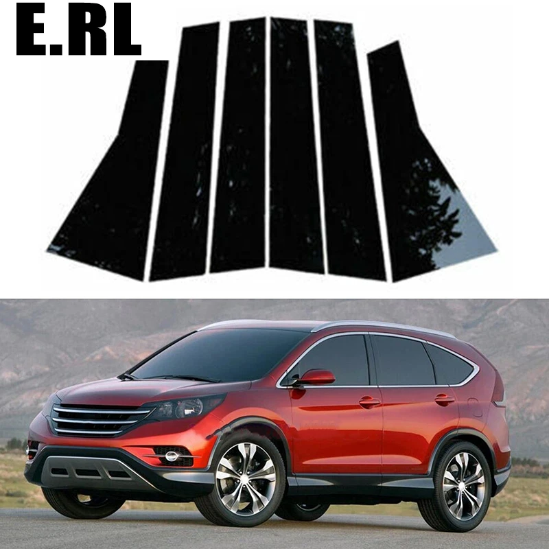 

6PC Gloss Black Door Side Trim Pillar Post Fit For HONDA CRV 2012 2013 2014 2015 2016 Window Drcoration Sticker AccessoriesCover
