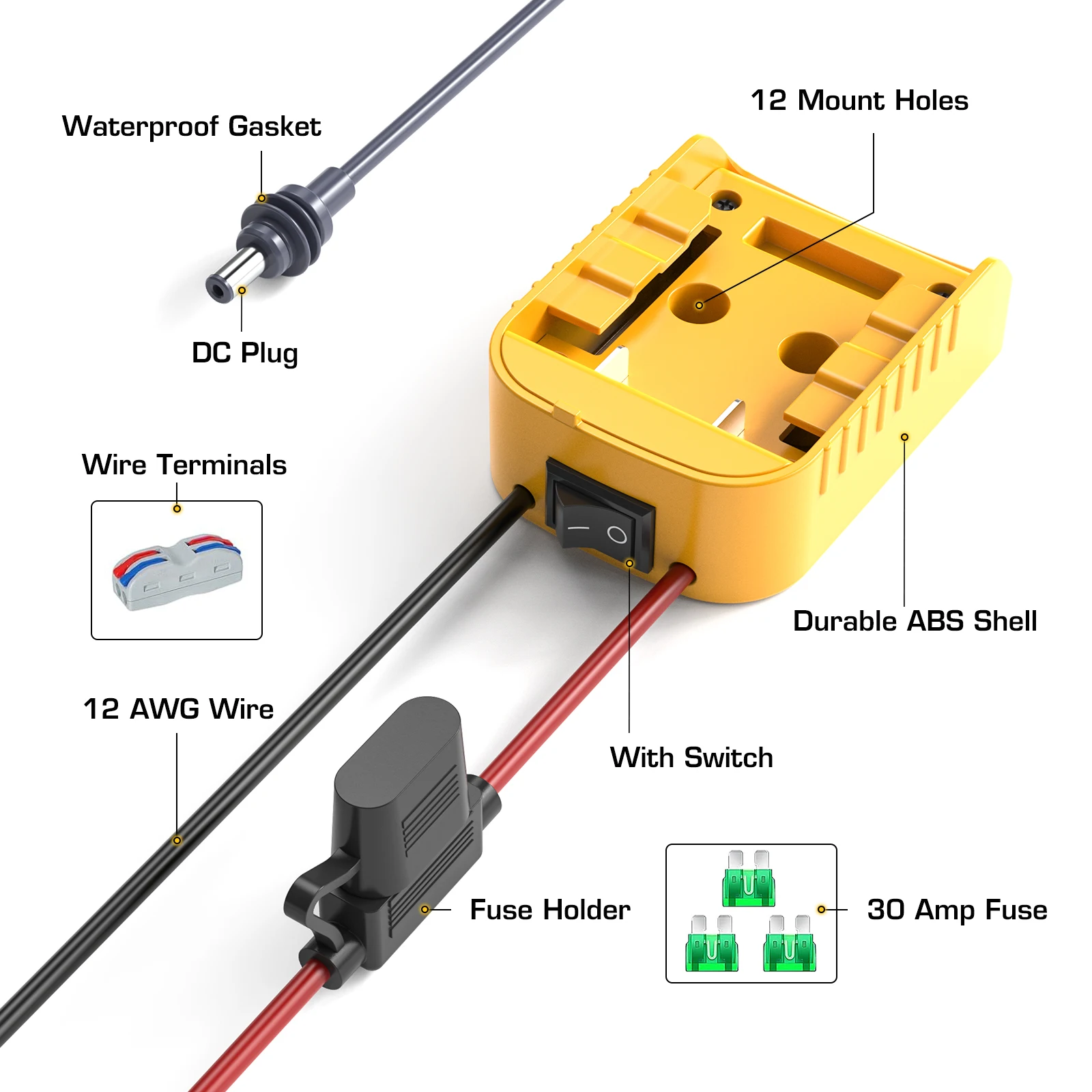 EDUP SK0107 Starlink Mini Portable DC Power Cable Compatible with Dewalt 20V Battery Adapter Off Grid Accessories